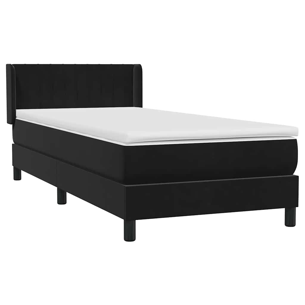 vidaXL Κρεβάτι Boxspring με Στρώμα Μαύρο 90x210 εκ. Βελούδινο