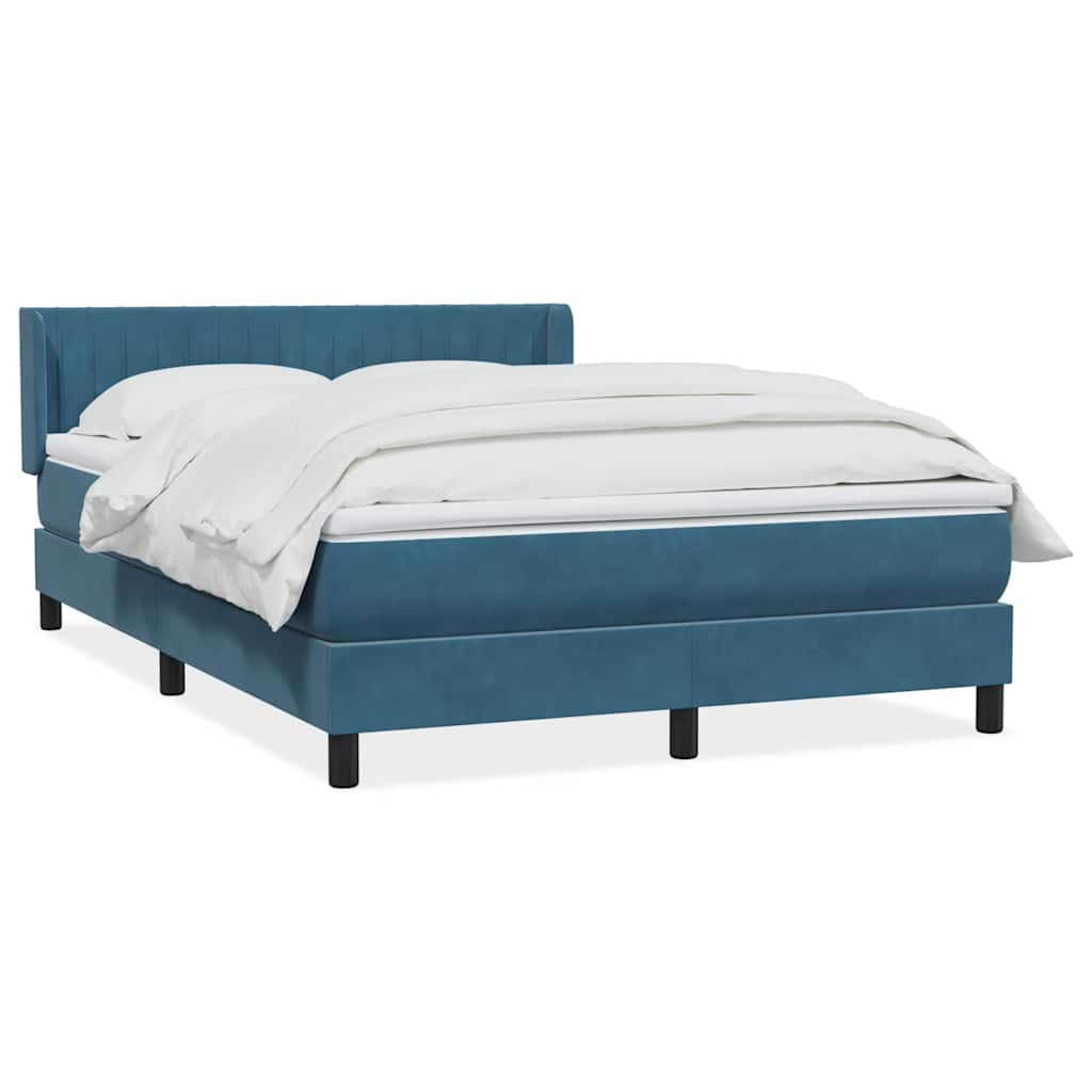 vidaXL Κρεβάτι Boxspring με Στρώμα Σκούρο Μπλε 160x210 εκ. Βελούδινο