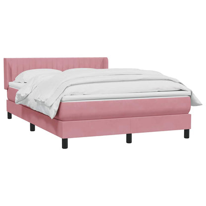 vidaXL Κρεβάτι Boxspring με Στρώμα Ροζ 160x210 εκ. Βελούδινο