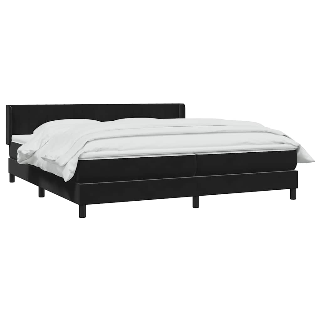 vidaXL Κρεβάτι Boxspring με Στρώμα Μαύρο 180x210 εκ. Βελούδινο