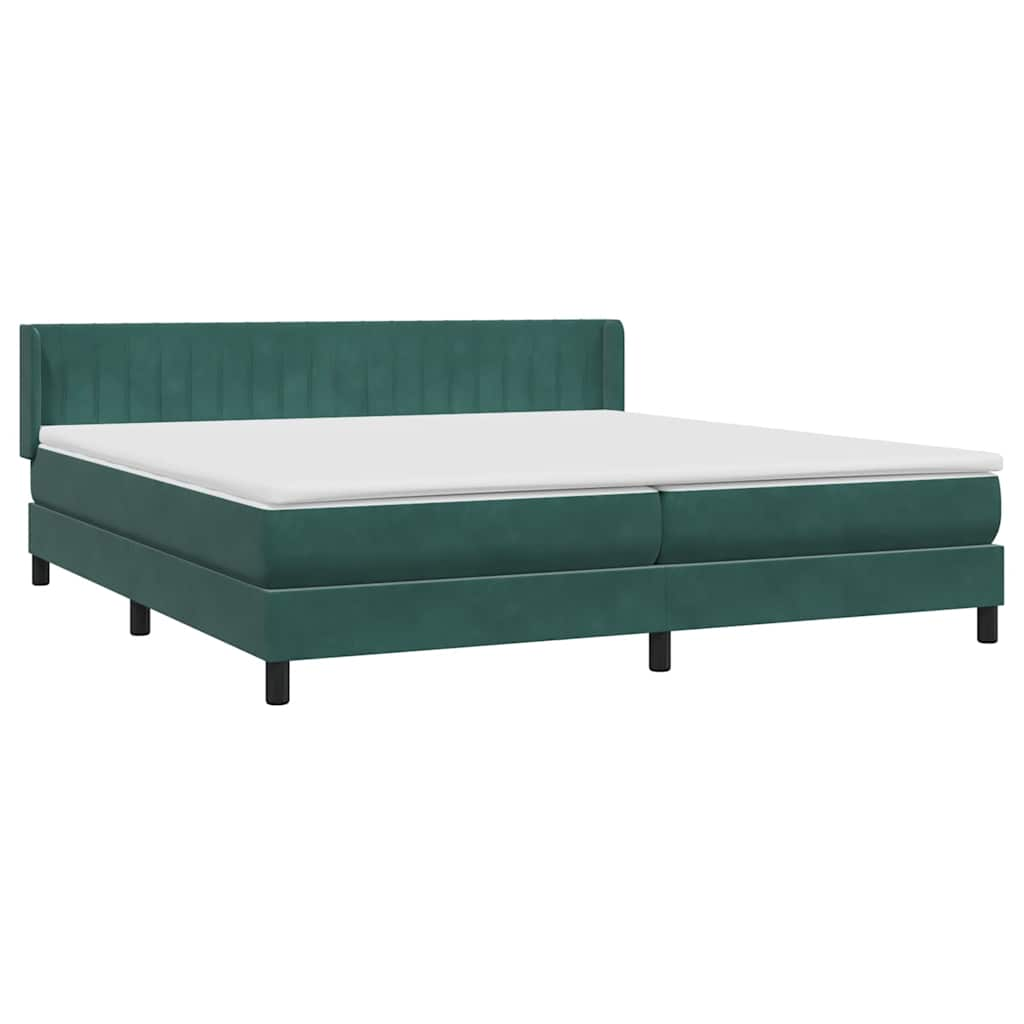 vidaXL Κρεβάτι Boxspring με Στρώμα Σκούρο Πράσινο 180x210εκ. Βελούδινο