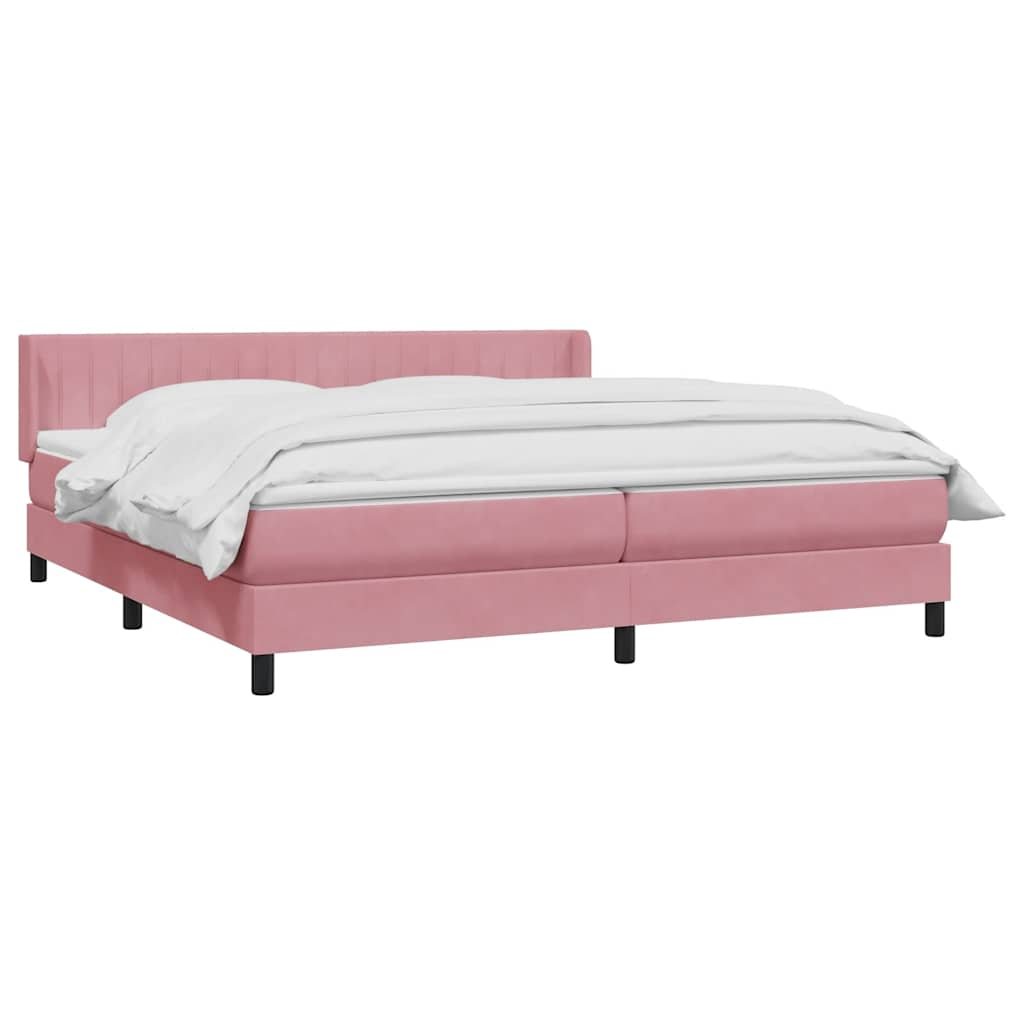 vidaXL Κρεβάτι Boxspring με Στρώμα Ροζ 180x210 εκ. Βελούδινο