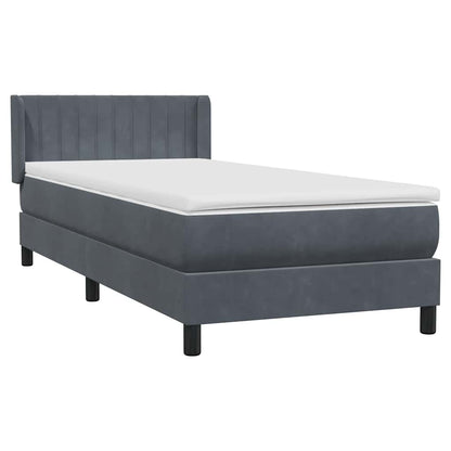 vidaXL Κρεβάτι Boxspring με Στρώμα Σκούρο Γκρι 80x220 εκ. Βελούδινο