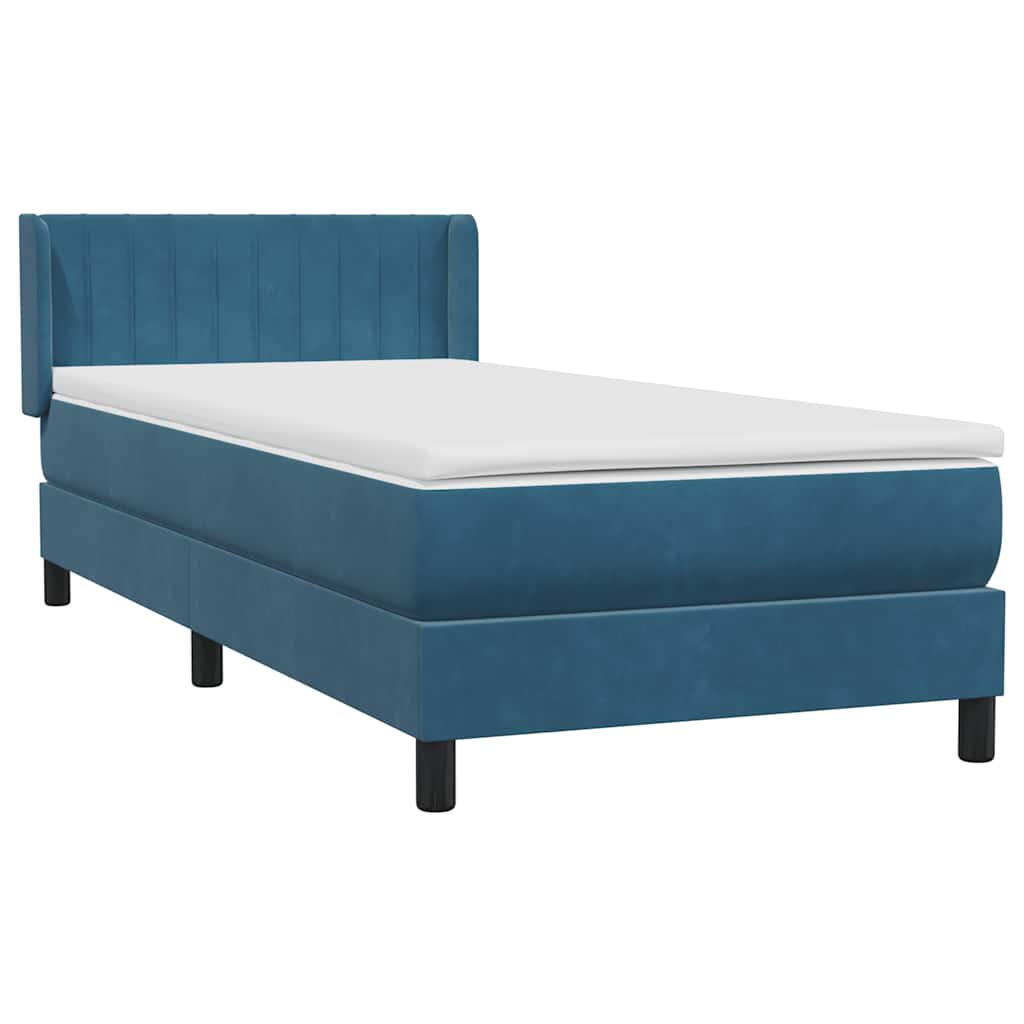 vidaXL Κρεβάτι Boxspring με Στρώμα Σκούρο Μπλε 80x220 εκ. Βελούδινο