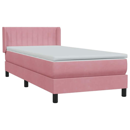 vidaXL Κρεβάτι Boxspring με Στρώμα Ροζ 80x220 εκ. Βελούδινο