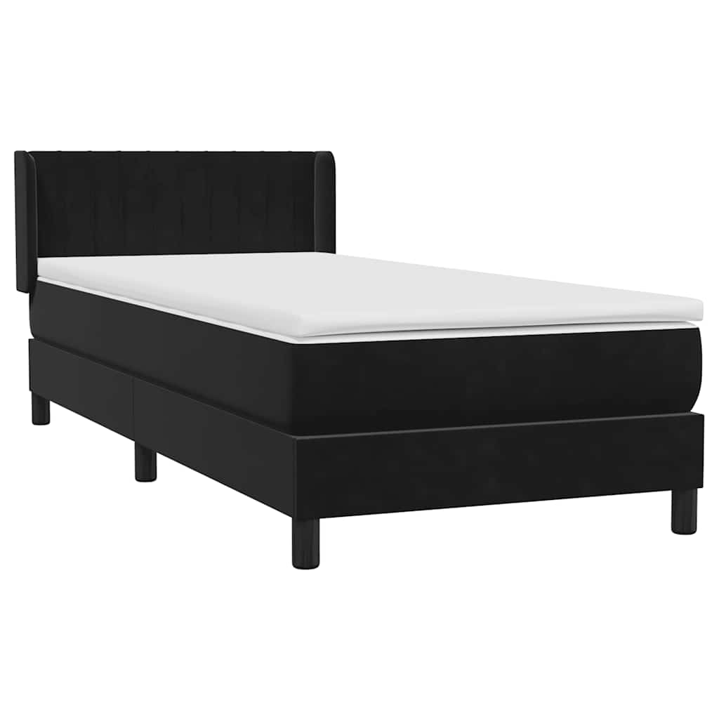 vidaXL Κρεβάτι Boxspring με Στρώμα Μαύρο 90x220 εκ. Βελούδινο