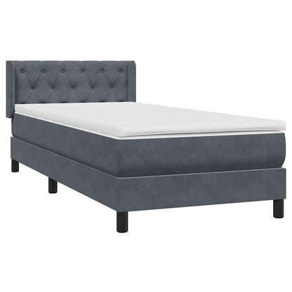 vidaXL Box Spring Κρεβάτι με στρώμα Σκούρο γκρι 80x210 εκ. Βελούδινο