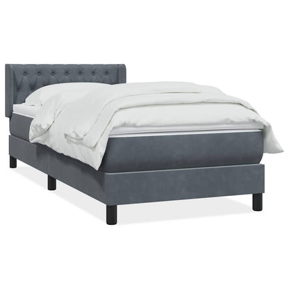 vidaXL Κρεβάτι Boxspring με Στρώμα Σκούρο Γκρι 90x210 εκ. Βελούδινο