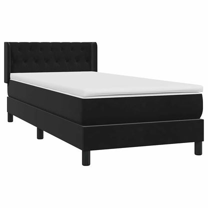 vidaXL Κρεβάτι Boxspring με Στρώμα Μαύρο 90x210 εκ. Βελούδινο