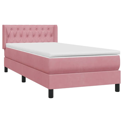 vidaXL Κρεβάτι Boxspring με Στρώμα Ροζ 100x210 εκ. Βελούδινο