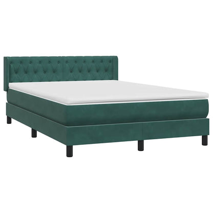 vidaXL Κρεβάτι Boxspring με Στρώμα Σκούρο Πράσινο 160x210εκ. Βελούδινο