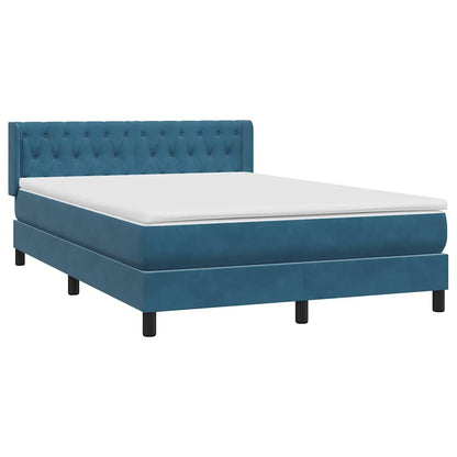 vidaXL Κρεβάτι Boxspring με Στρώμα Σκούρο Μπλε 160x210 εκ. Βελούδινο