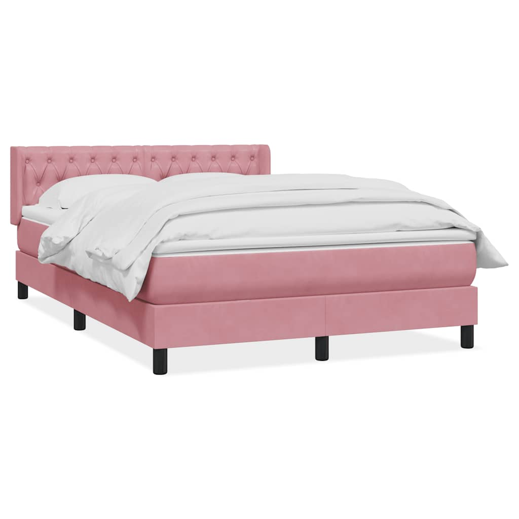 vidaXL Κρεβάτι Boxspring με Στρώμα Ροζ 160x210 εκ. Βελούδινο