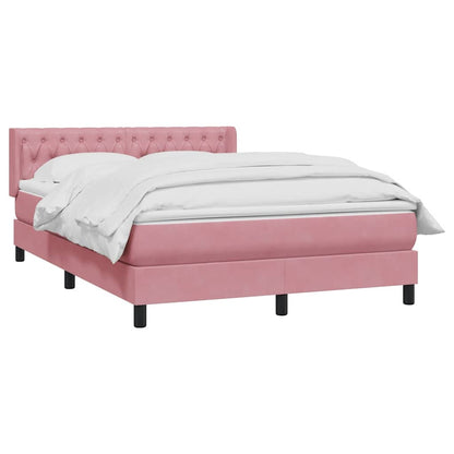 vidaXL Κρεβάτι Boxspring με Στρώμα Ροζ 160x210 εκ. Βελούδινο