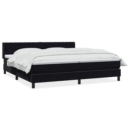 vidaXL Κρεβάτι Boxspring με Στρώμα Μαύρο 180x210 εκ. Βελούδινο