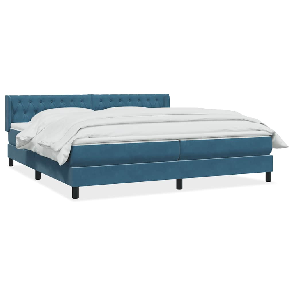 vidaXL Κρεβάτι Boxspring με Στρώμα Σκούρο Μπλε 180x210 εκ. Βελούδινο