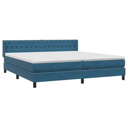 vidaXL Κρεβάτι Boxspring με Στρώμα Σκούρο Μπλε 180x210 εκ. Βελούδινο