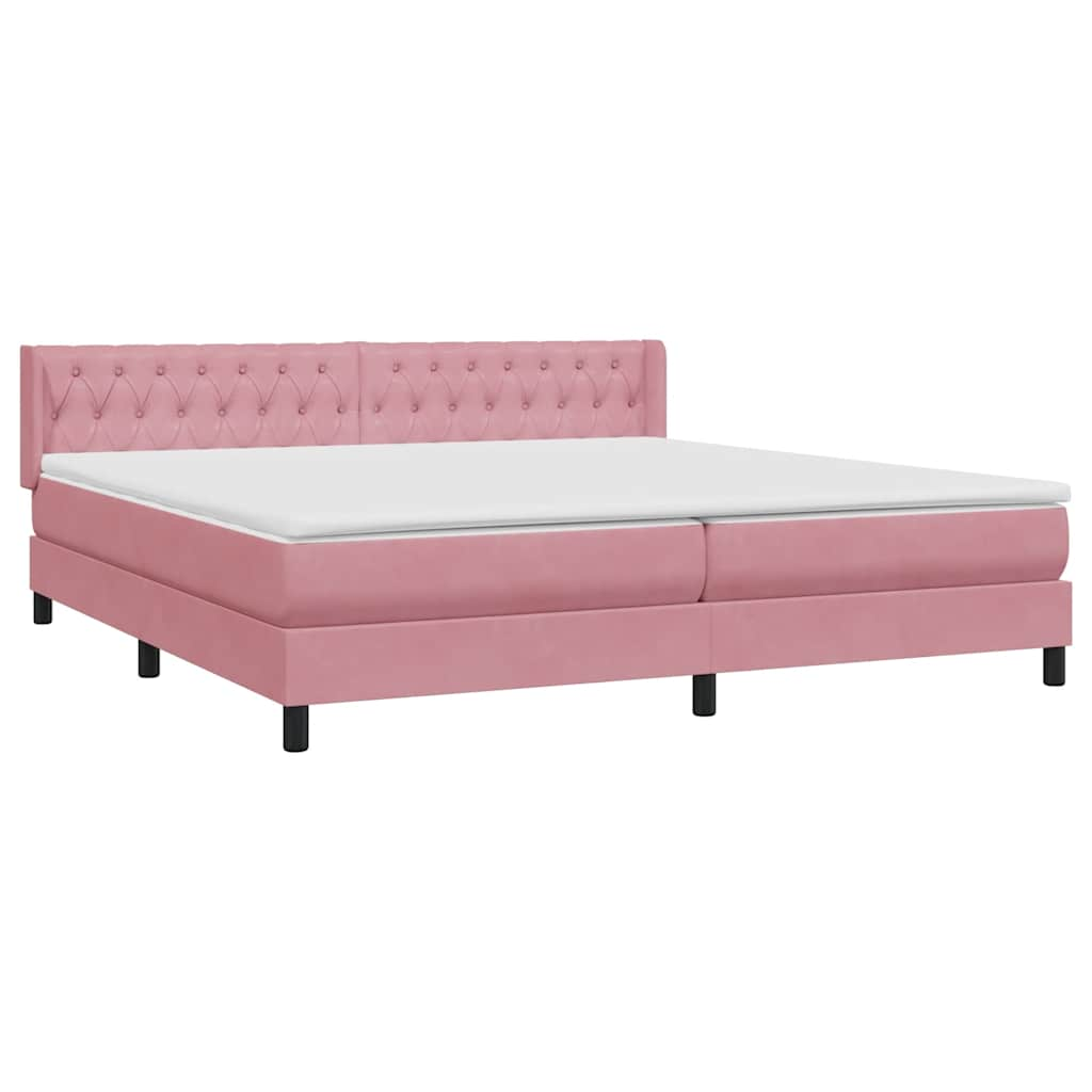 vidaXL Κρεβάτι Boxspring με Στρώμα Ροζ 180x210 εκ. Βελούδινο