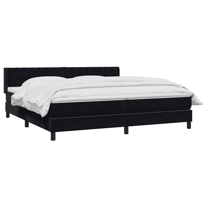 vidaXL Κρεβάτι Boxspring με Στρώμα Μαύρο 200x210 εκ. Βελούδινο