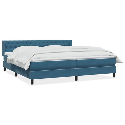 vidaXL Κρεβάτι Boxspring με Στρώμα Σκούρο Μπλε 200x220 εκ. Βελούδινο