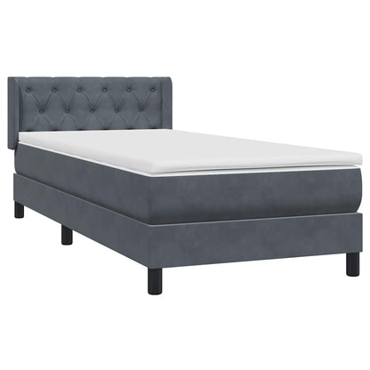 vidaXL Κρεβάτι Boxspring με Στρώμα Σκούρο Γκρι 80x220 εκ. Βελούδινο