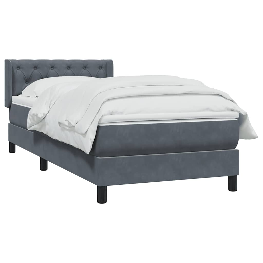 vidaXL Κρεβάτι Boxspring με Στρώμα Σκούρο Γκρι 80x220 εκ. Βελούδινο