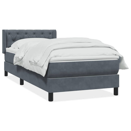 vidaXL Κρεβάτι Boxspring με Στρώμα Σκούρο Γκρι 80x220 εκ. Βελούδινο