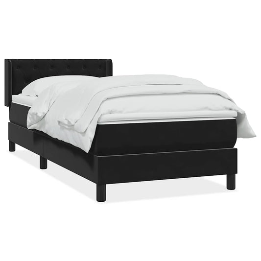 vidaXL Κρεβάτι Boxspring με Στρώμα Μαύρο 80x220 εκ. Βελούδινο