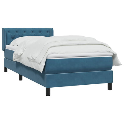 vidaXL Κρεβάτι Boxspring με Στρώμα Σκούρο Μπλε 80x220 εκ. Βελούδινο