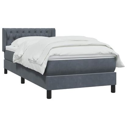 vidaXL Κρεβάτι Boxspring με Στρώμα Σκούρο Γκρι 90x220 εκ. Βελούδινο