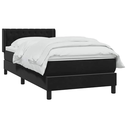 vidaXL Κρεβάτι Boxspring με Στρώμα Μαύρο 90x220 εκ. Βελούδινο