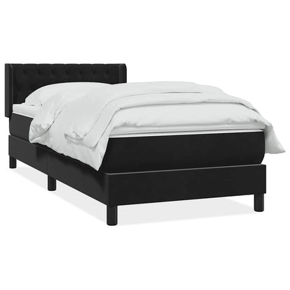 vidaXL Κρεβάτι Boxspring με Στρώμα Μαύρο 90x220 εκ. Βελούδινο