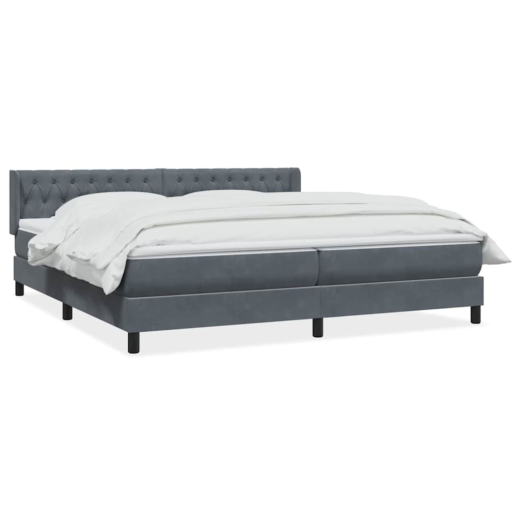 vidaXL Box Spring Κρεβάτι με στρώμα Σκούρο γκρι 200x220 cm Βελούδινο