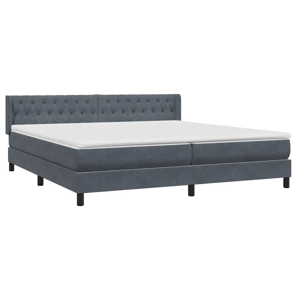 vidaXL Box Spring Κρεβάτι με στρώμα Σκούρο γκρι 200x220 cm Βελούδινο