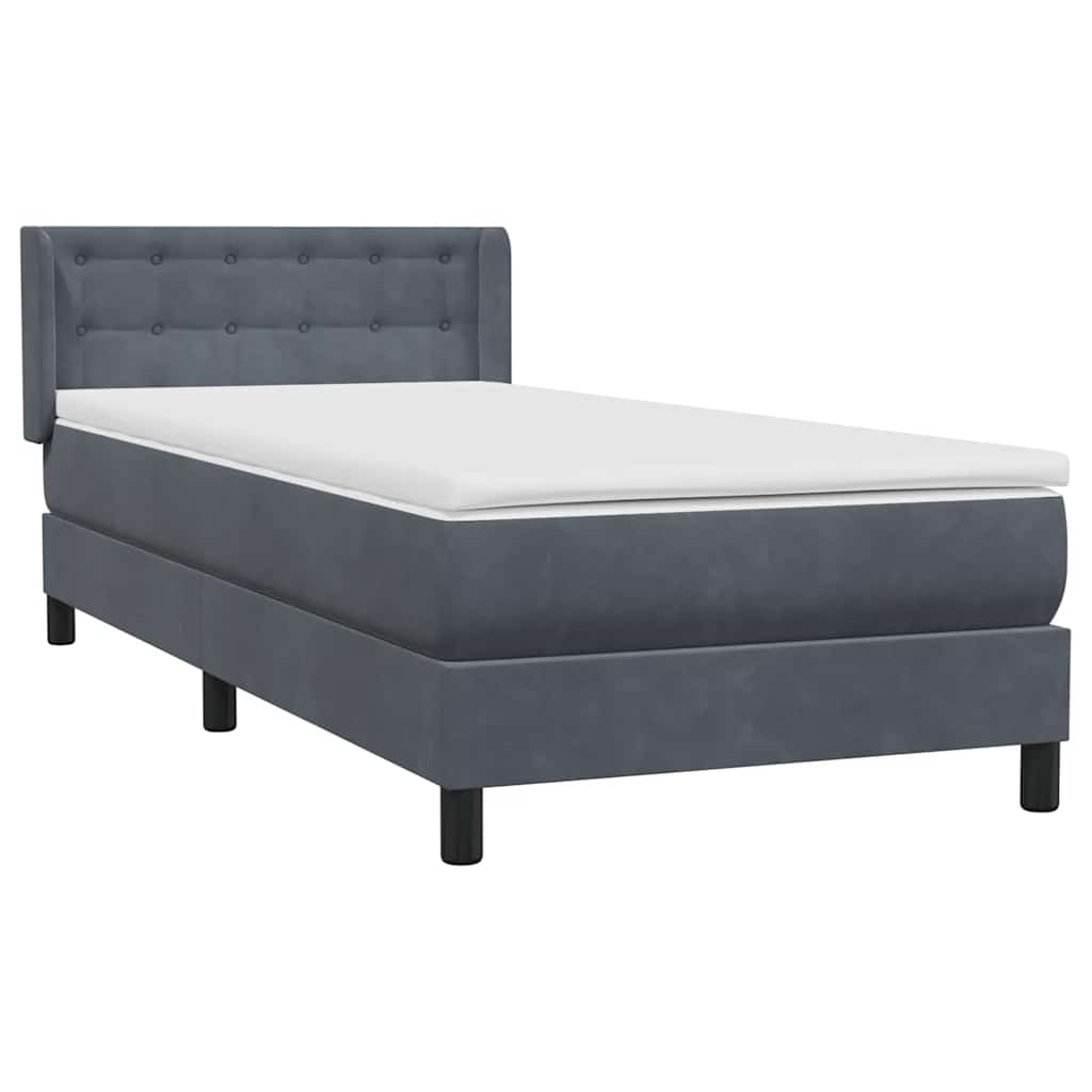 vidaXL Box Spring Κρεβάτι με στρώμα Σκούρο γκρι 80x210 εκ. Βελούδινο