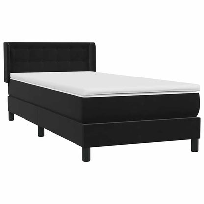 vidaXL Κρεβάτι Boxspring με Στρώμα Μαύρο 90x210 εκ. Βελούδινο