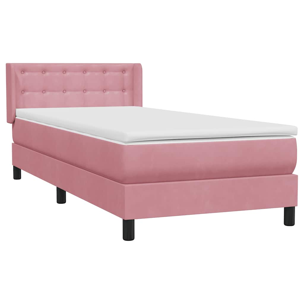 vidaXL Κρεβάτι Boxspring με Στρώμα Ροζ 100x210 εκ. Βελούδινο