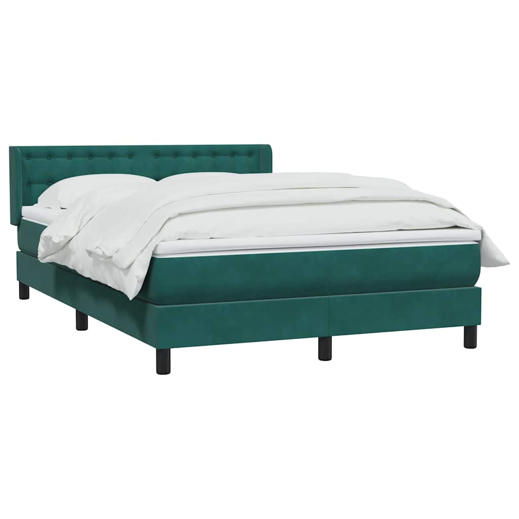 vidaXL Κρεβάτι Boxspring με Στρώμα Σκούρο Πράσινο 140x210εκ. Βελούδινο