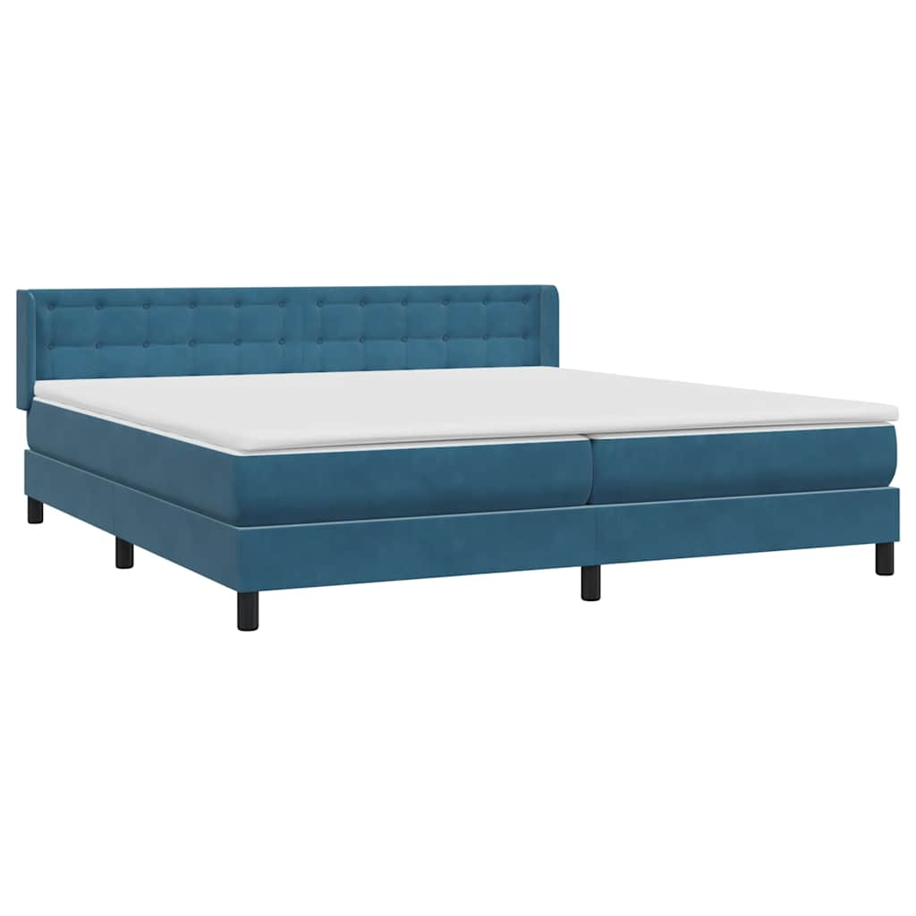 vidaXL Κρεβάτι Boxspring με Στρώμα Σκούρο Μπλε 180x210 εκ. Βελούδινο