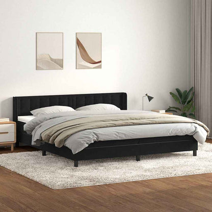 vidaXL Κρεβάτι Boxspring με Στρώμα Μαύρο 200x210 εκ. Βελούδινο