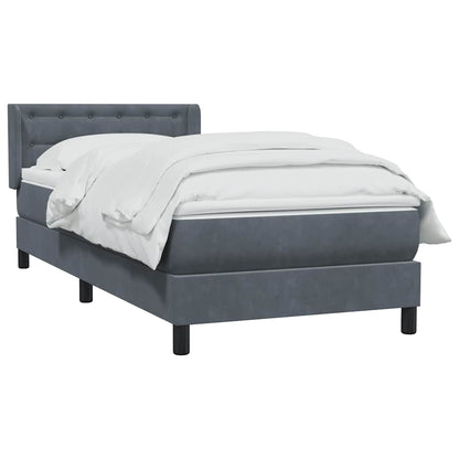 vidaXL Κρεβάτι Boxspring με Στρώμα Σκούρο Γκρι 80x220 εκ. Βελούδινο