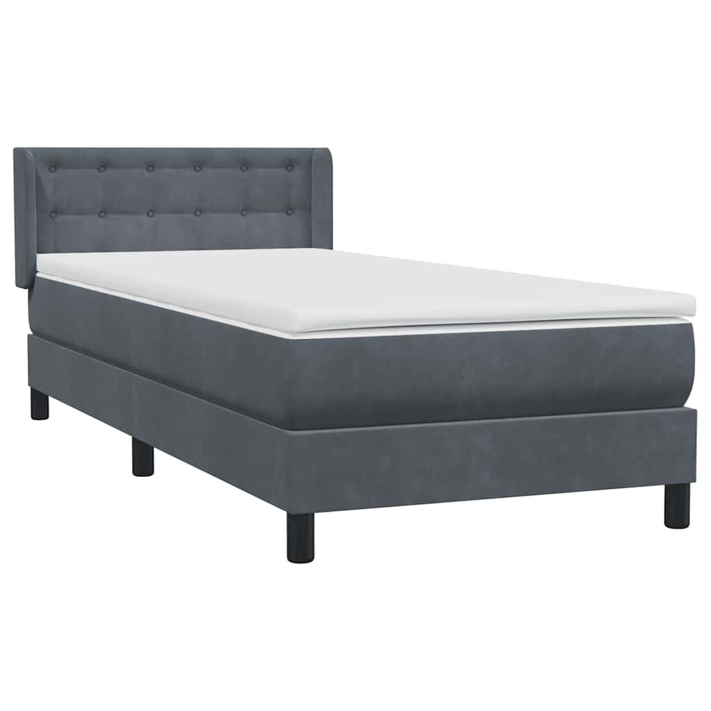 vidaXL Κρεβάτι Boxspring με Στρώμα Σκούρο Γκρι 80x220 εκ. Βελούδινο