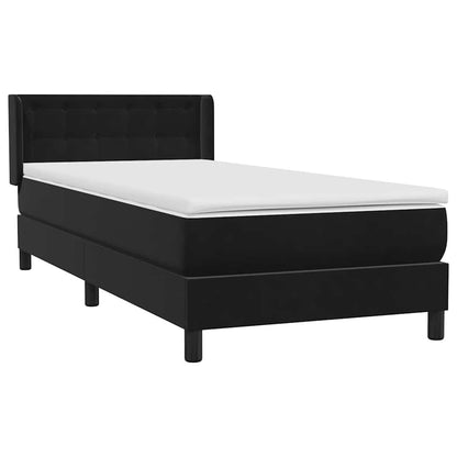 vidaXL Κρεβάτι Boxspring με Στρώμα Μαύρο 80x220 εκ. Βελούδινο