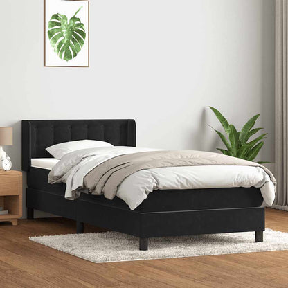 vidaXL Κρεβάτι Boxspring με Στρώμα Μαύρο 80x220 εκ. Βελούδινο