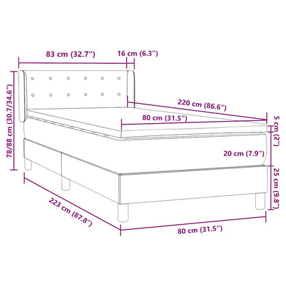 vidaXL Κρεβάτι Boxspring με Στρώμα Ροζ 80x220 εκ. Βελούδινο