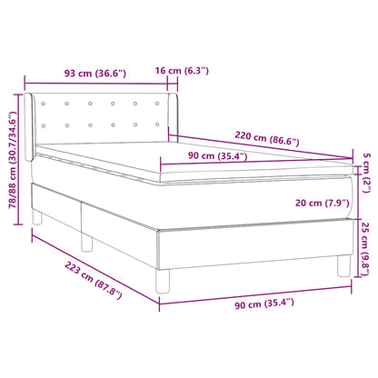 vidaXL Κρεβάτι Boxspring με Στρώμα Ροζ 90x220 εκ. Βελούδινο