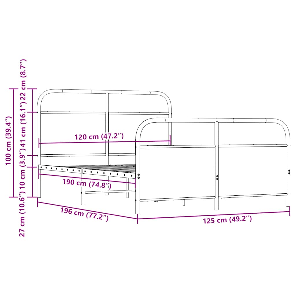 vidaXL Πλαίσιο Κρεβατιού Χωρ. Στρώμα Sonoma Δρυς 120x190 εκ. Επ. Ξύλο