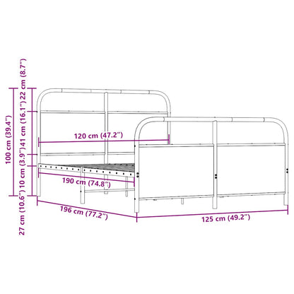 vidaXL Πλαίσιο Κρεβατιού Χωρ. Στρώμα Sonoma Δρυς 120x190 εκ. Επ. Ξύλο