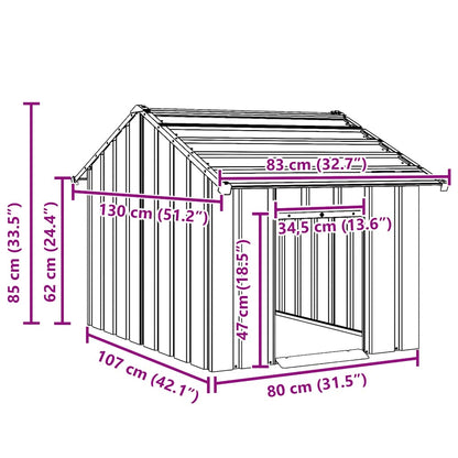 vidaXL Σπιτάκι σκύλου με οροφή 83x130x85 cm Γαλβανισμένος χάλυβας