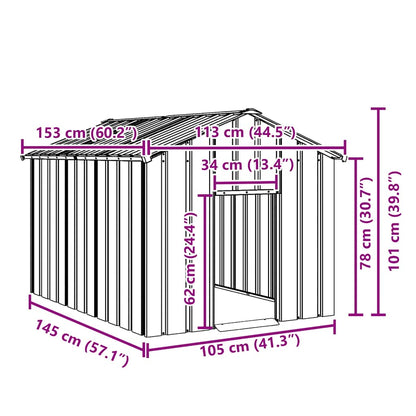 vidaXL Σπιτάκι σκύλου με οροφή 113x153x101 cm Γαλβανισμένος χάλυβας